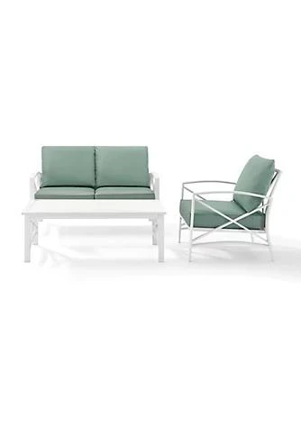 商品Crosley Furniture|Furniture Crosley Furniture Ko60014wh Mi Kaplan 3 Piece Outdoor Seating Set In White With Mist Cushions,价格¥9719,第1张图片