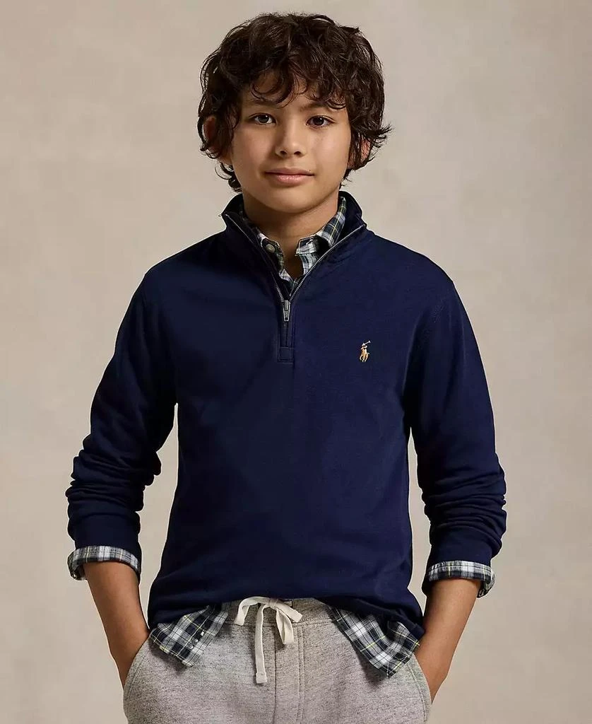 商品Ralph Lauren|Big Boys Cotton Interlock Quarter-Zip Pullover,价格¥334,第1张图片