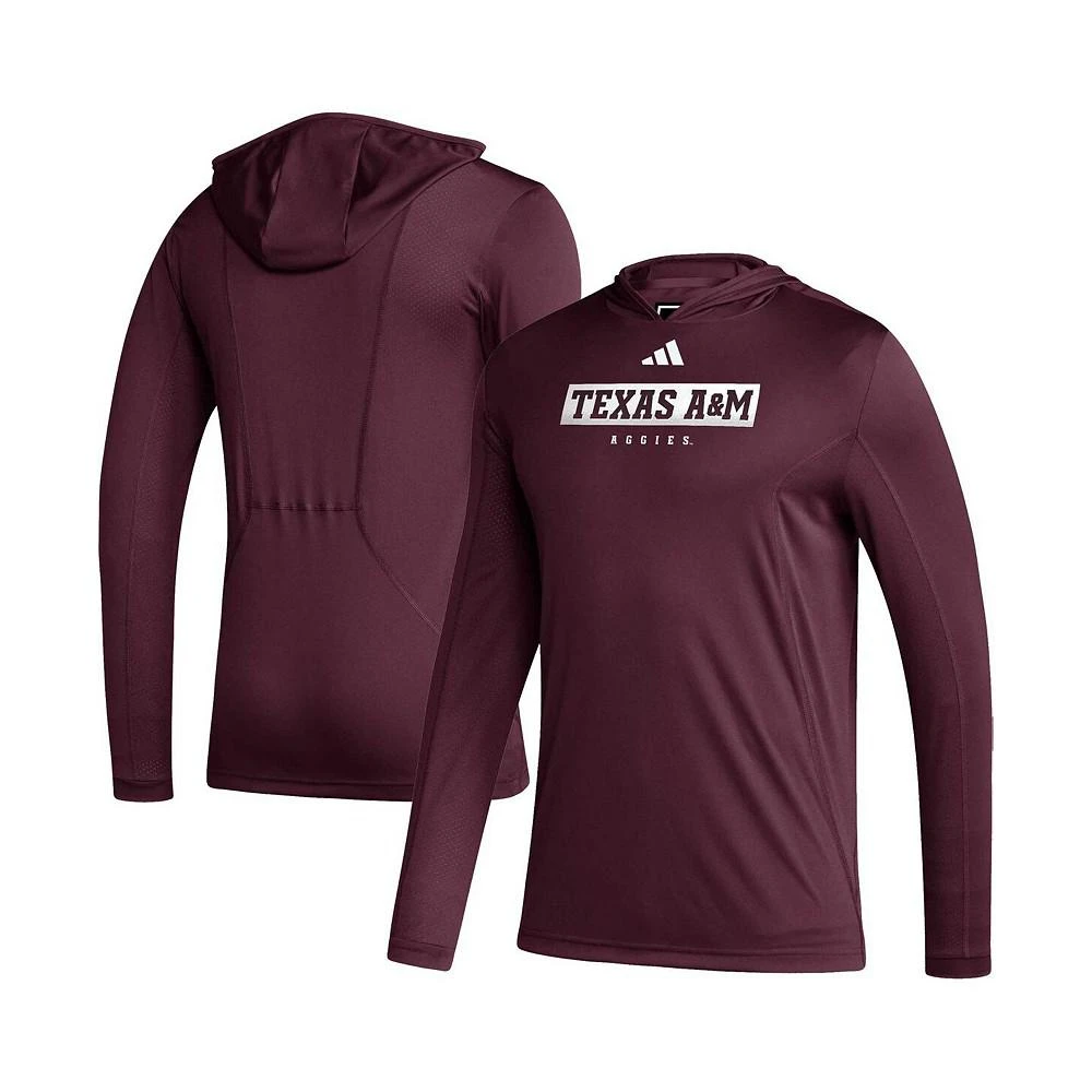 商品Adidas|Men's Maroon Texas A&M Aggies Sideline AEROREADY Hooded Long Sleeve T-shirt,价格¥450,第1张图片