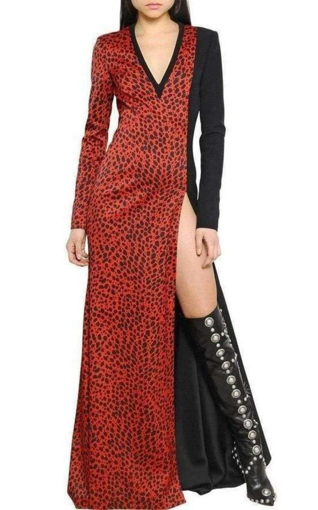 商品Fausto Puglisi|Red Leopard Print Stretch Silk Gown,价格¥3037,第4张图片详细描述