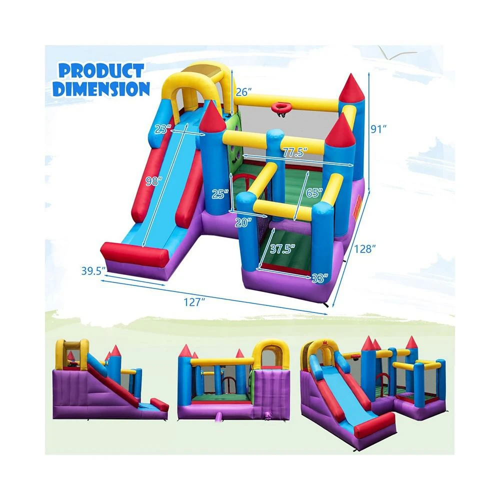 商品Costway|5-In-1 Inflatable Bounce Castle with Basketball Rim & Climbing Wall Blower Excluded,价格¥2090,第3张图片详细描述