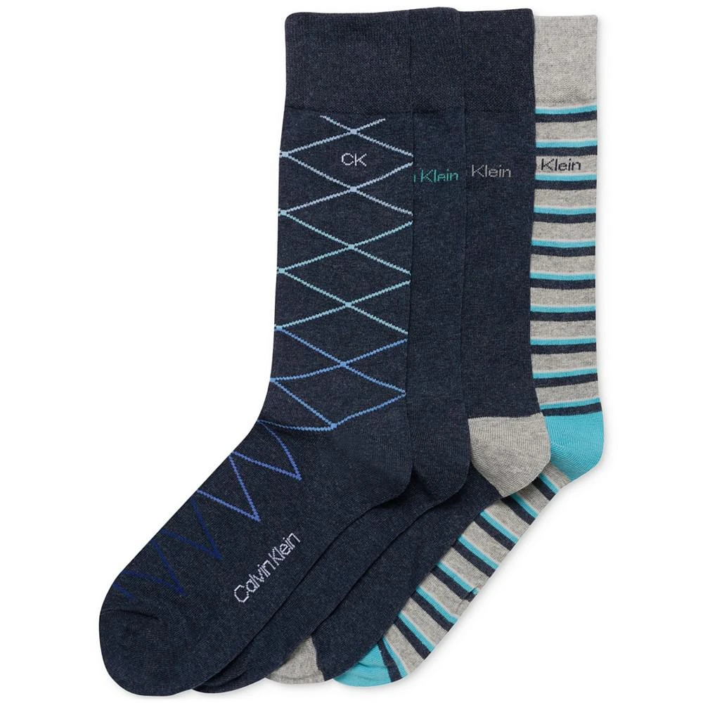 商品Calvin Klein|Men's Multi-Pattern Assorted Dress Crew Socks, 4-Pack,价格¥87,第1张图片