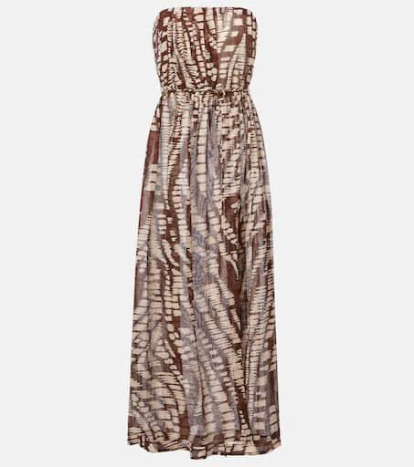 商品Poupette St Barth|Mara无肩带印花中长连衣裙,价格¥3495,第1张图片