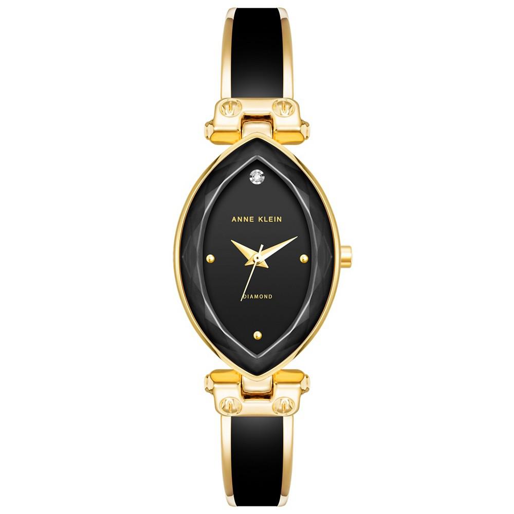 Women's Three-Hand Quartz Gold-Tone Alloy with Black Enamel Bracelet Watch, 24mm商品第1张图片规格展示