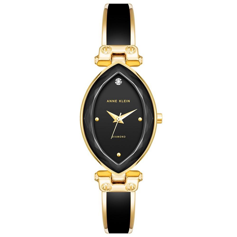 商品Anne Klein|Women's Three-Hand Quartz Gold-Tone Alloy with Black Enamel Bracelet Watch, 24mm,价格¥374,第1张图片
