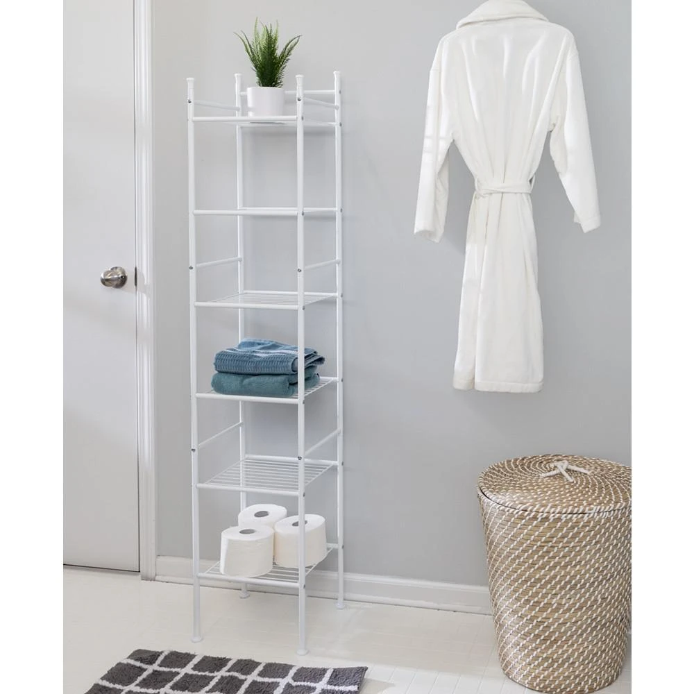 商品Honey Can Do|6-Tier White Bathroom Storage Shelving Unit,价格¥425,第1张图片