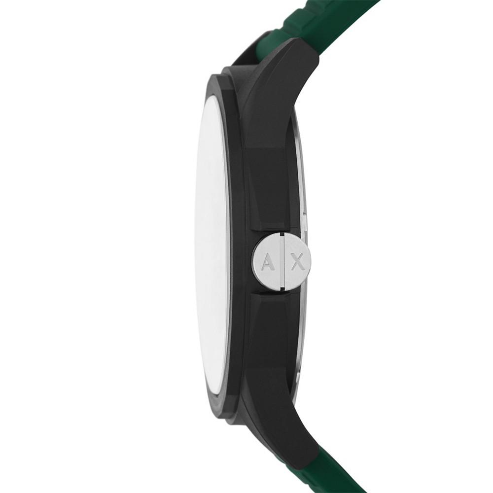 Men's Black Case with Dark Green Silicone Strap Watch 44mm商品第2张图片规格展示