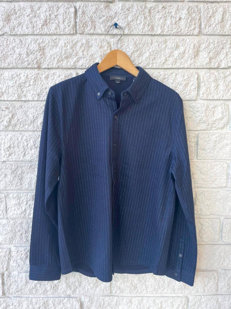 Vertical Stripe Long Sleeve Button Down Shirt in Coastal Carbon商品第3张图片规格展示