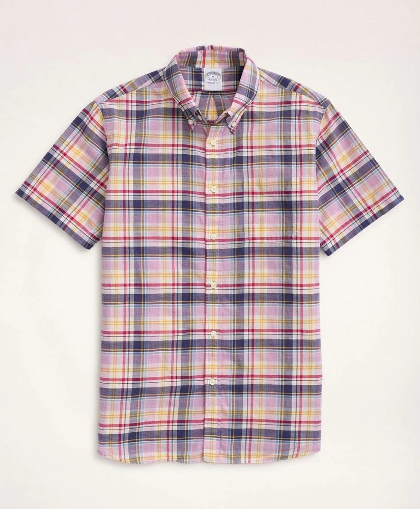 商品Brooks Brothers|Regent Regular-Fit Sport Shirt, Short-Sleeve Madras,价格¥319,第1张图片