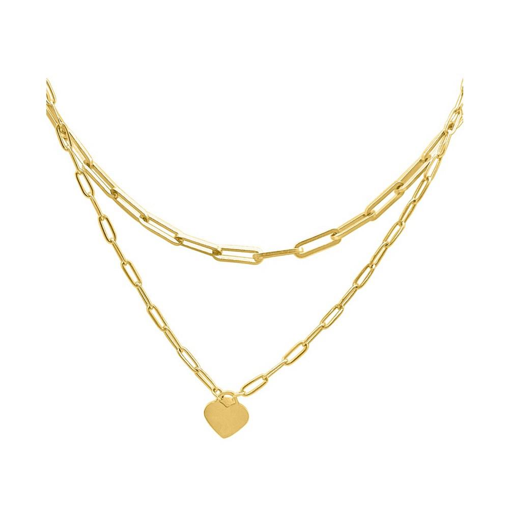Layered Paper Clip Chain Heart Pendant Necklace商品第1张图片规格展示