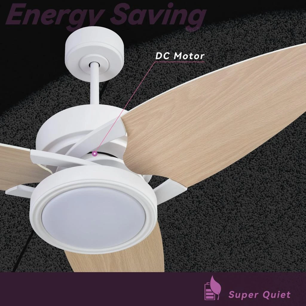 商品Simplie Fun|52 In Light wood Ceiling Fan Lighting,价格¥838,第5张图片详细描述
