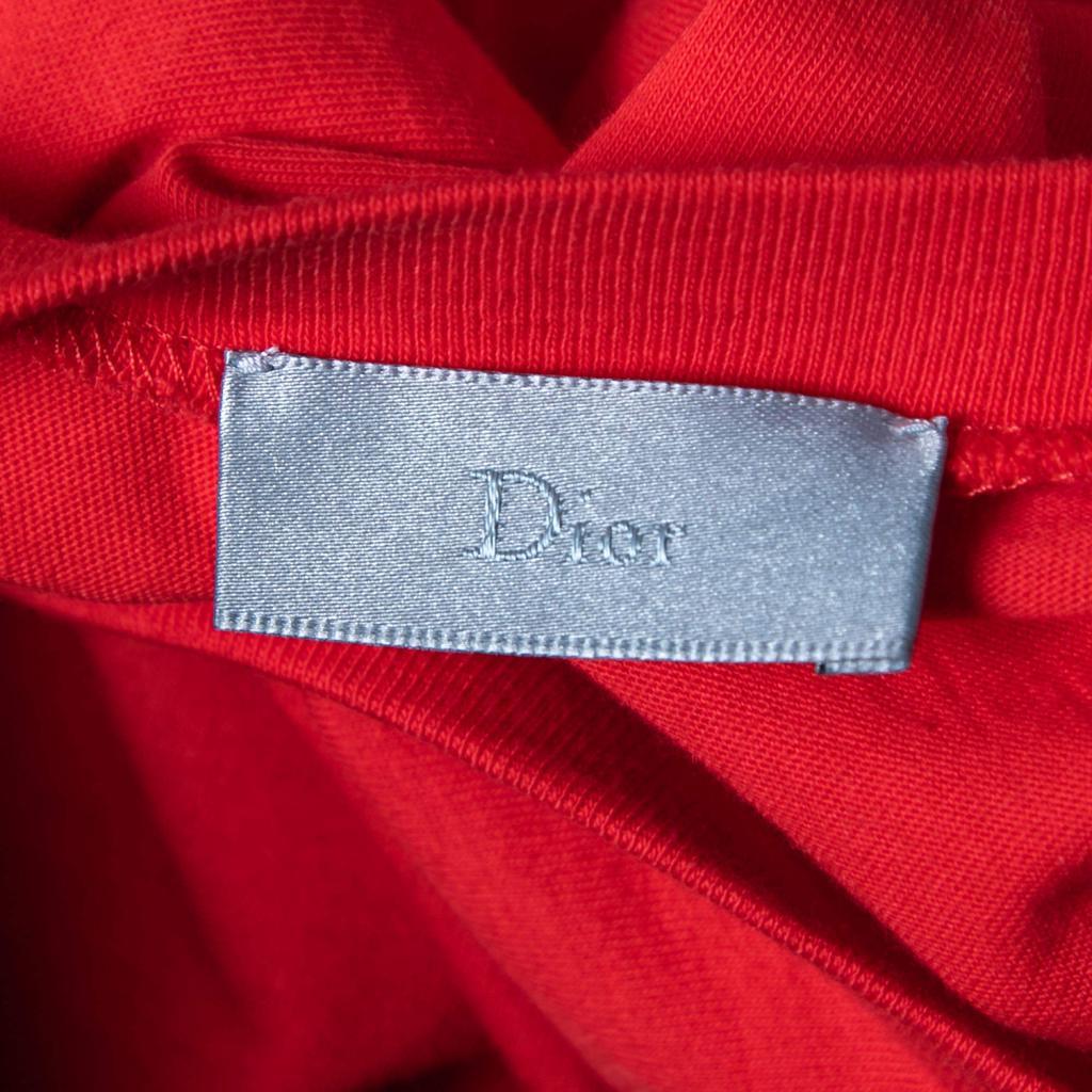商品[二手商品] Dior|Dior Homme Red Cotton Logo Appliqued Short Sleeve T-Shirt S,价格¥839,第6张图片详细描述