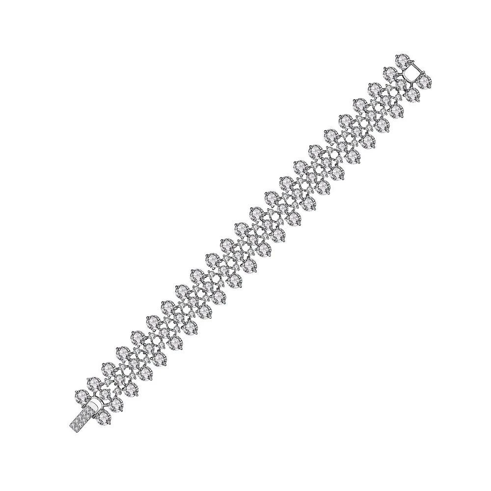 商品Genevive|Sterling Silver White Gold Plated Clear Cubic Zirconia Modern Tennis Bracelet,价格¥2143,第1张图片