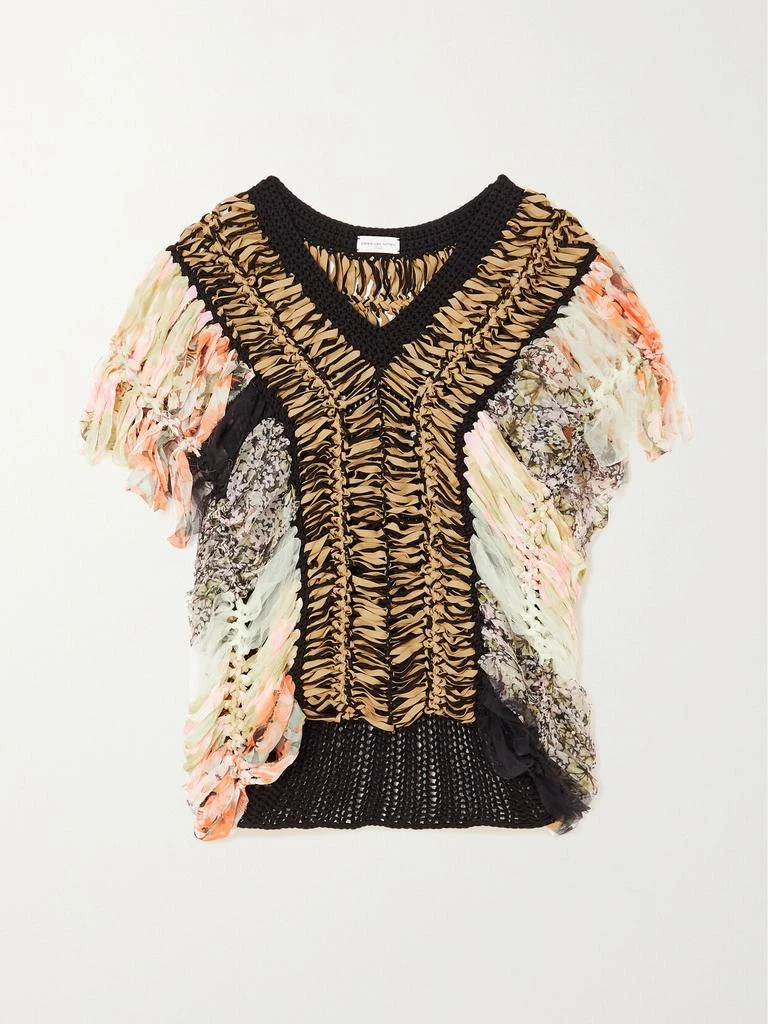 商品Dries Van Noten|钩编印花真丝混纺雪纺绸上衣,价格¥3308,第1张图片