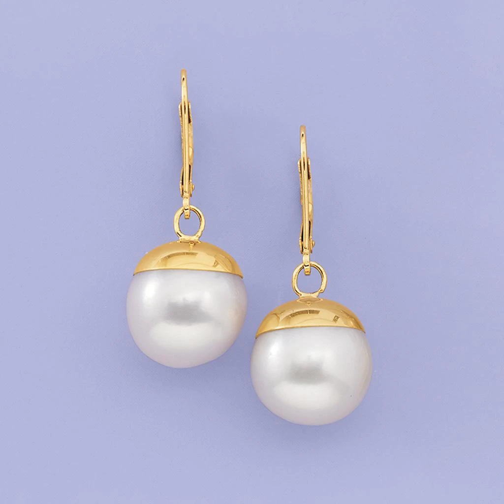 商品Ross-Simons|Ross-Simons 12-13mm Cultured Pearl Drop Earrings in 14kt Yellow Gold,价格¥2272,第3张图片详细描述