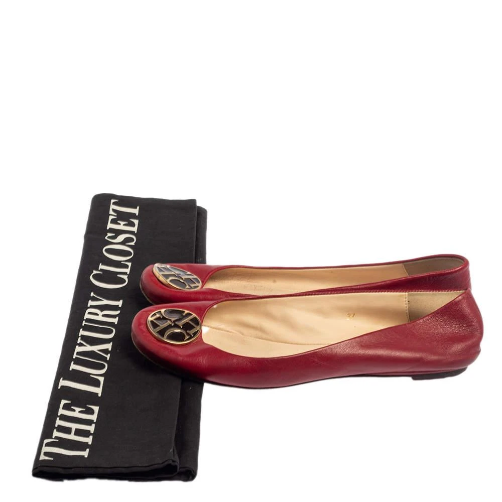 CH Carolina Herrera Red Leather Logo Ballet Flats Size 37 商品