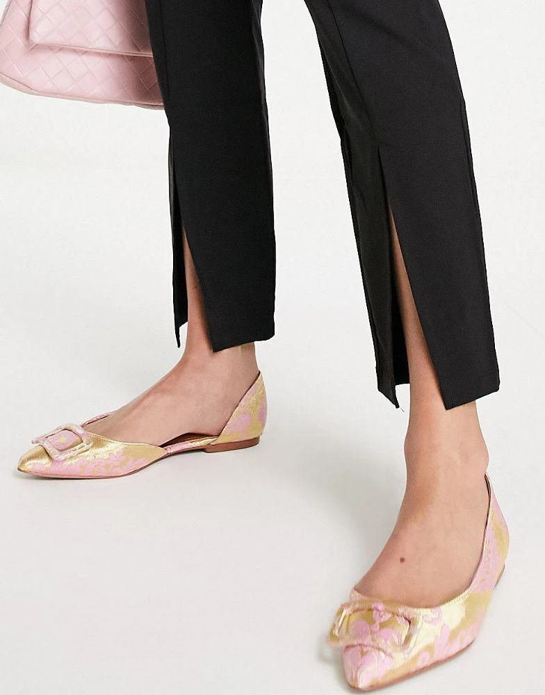 商品ASOS|ASOS DESIGN Lozzy pointed ballet flats in pink jacquard,价格¥132,第1张图片