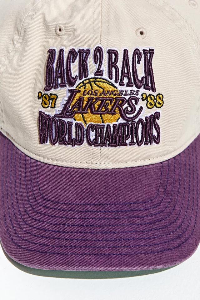 商品Mitchell and Ness|Mitchell & Ness UO Exclusive LA Lakers Back To Back Champs Baseball Hat,价格¥264,第7张图片详细描述
