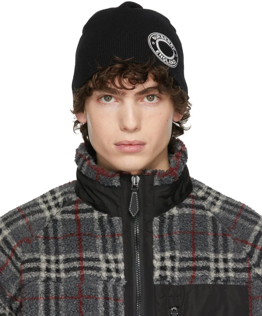 商品Burberry|Black Cashmere Graphic Logo Beanie,价格¥2805,第1张图片