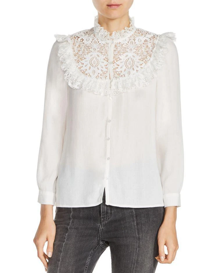 商品Maje|Caprice Lace Trim Shirt,价格¥1222,第1张图片