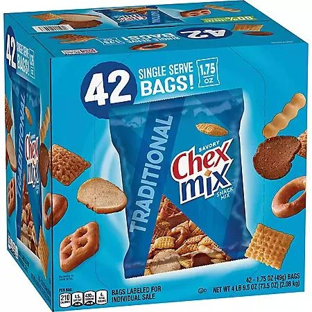 商品Chex Mix|Chex Mix Traditional Savory Snack Mix, 1.75 oz., 42 pk.,价格¥110,第1张图片