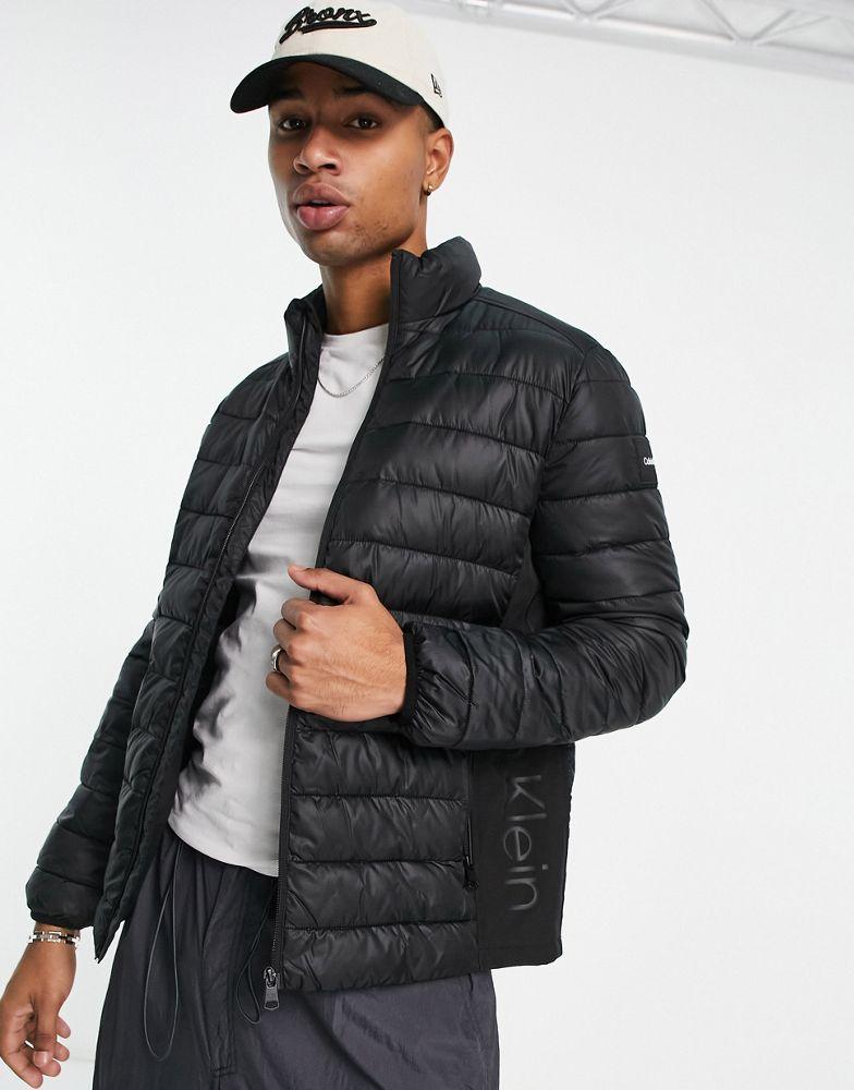 Calvin Klein   lightweight hooded puffer jacket in black商品第1张图片规格展示