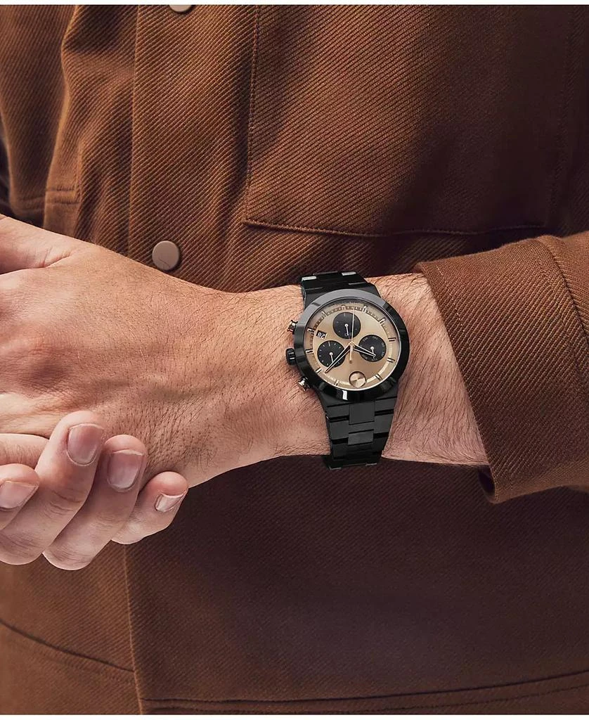 商品Movado|Men's Bold Fusion Swiss Quartz Chronograph Ionic Plated Black Steel Bracelet Watch 44mm,价格¥7375,第4张图片详细描述