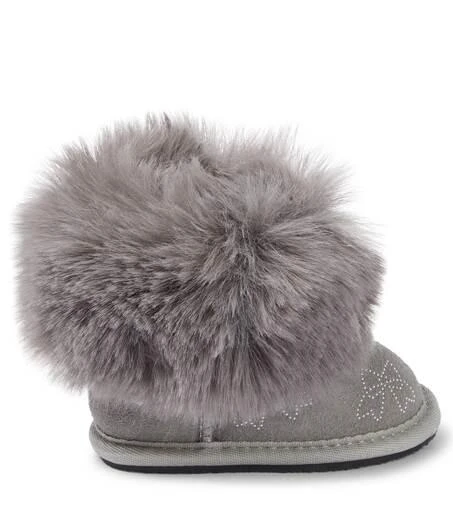 商品MONNALISA|Baby faux fur-trim suede boots,价格¥1088,第3张图片详细描述