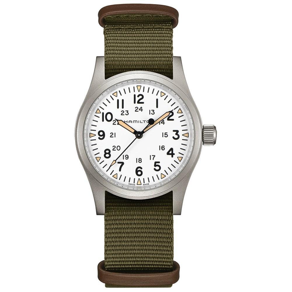 商品Hamilton|Men's Swiss Mechanical Khaki Field Green Nato Strap Watch 38mm,价格¥3651,第1张图片
