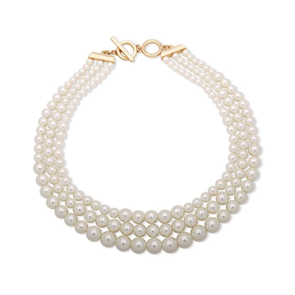 商品Anne Klein|Three Row Gradulated Pearl Collar Necklace, 18.5",价格¥450,第1张图片