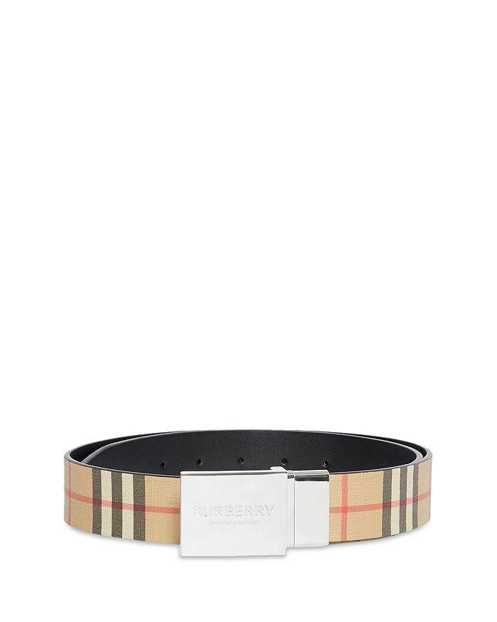 商品Burberry|Men's Reversible Plaque Buckle Vintage Check Belt,价格¥2881,第1张图片