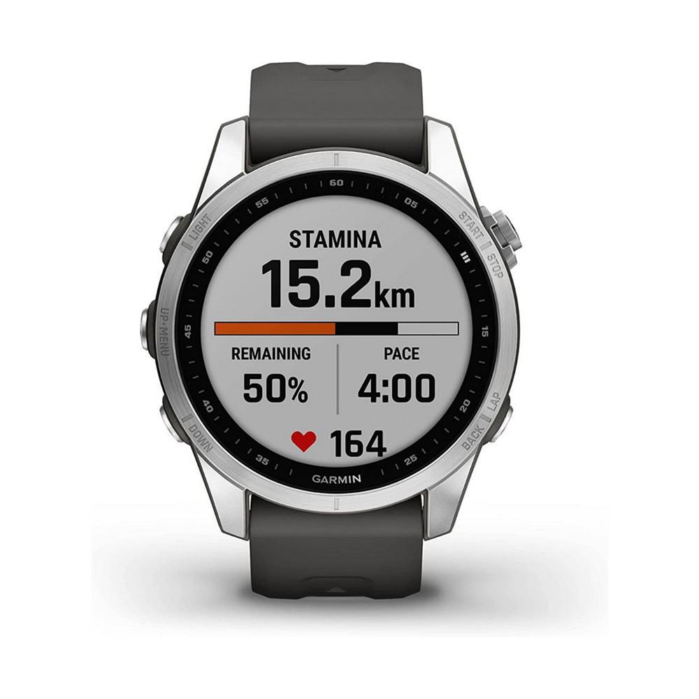 商品Garmin|Unisex Fenix 7S Silver-tone with Graphite Silicone Band Smart Watch 42mm,价格¥5263,第4张图片详细描述