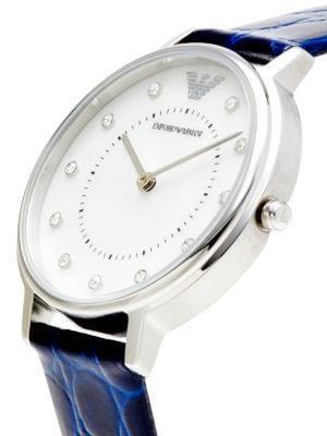 商品Emporio Armani|32MM Stainless Steel & Embossed Leather Strap Watch,价格¥762,第5张图片详细描述