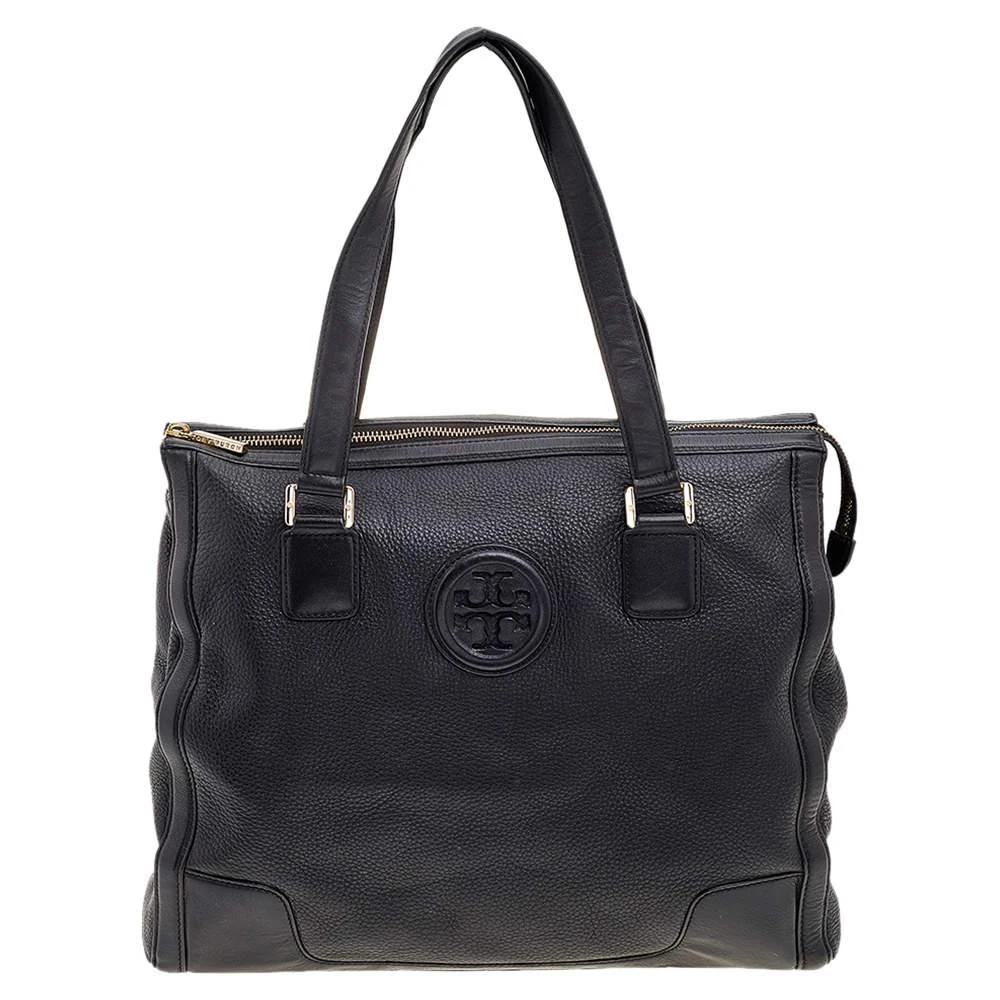 商品[二手商品] Tory Burch|Tory Burch Black Leather Top Zip Robinson Tote,价格¥1959,第1张图片