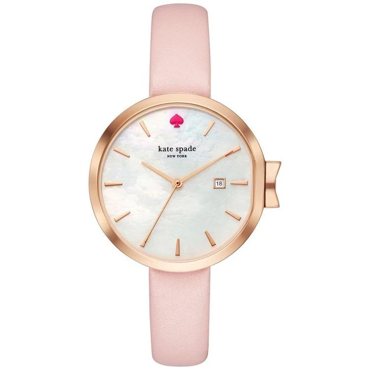 商品Kate Spade|Women's Park Row Pink Leather Strap Watch 34mm KSW1325,价格¥875,第1张图片