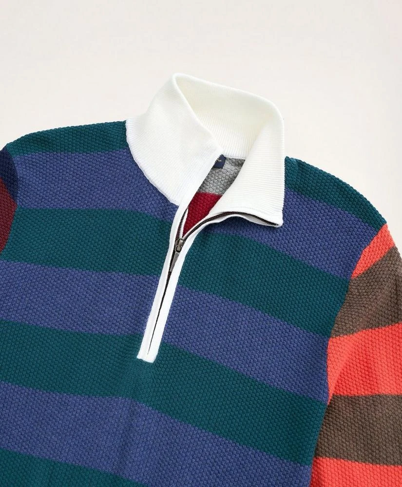 商品Brooks Brothers|Cotton Pique Fun Rugby Stripe Half-Zip,价格¥412,第2张图片详细描述