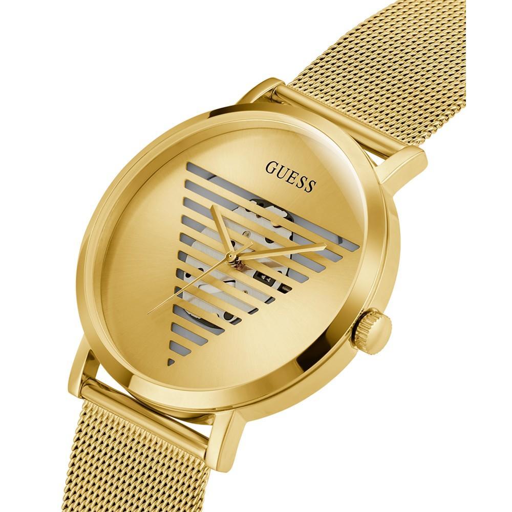 商品GUESS|Men's Gold-tone Stainless Steel Mesh Watch 44mm,价格¥648,第4张图片详细描述