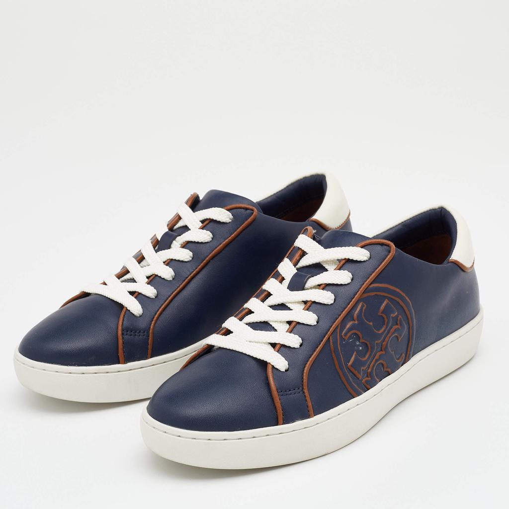 Tory Burch Navy Blue Leather Chance Low Top Sneakers Size 37.5商品第2张图片规格展示