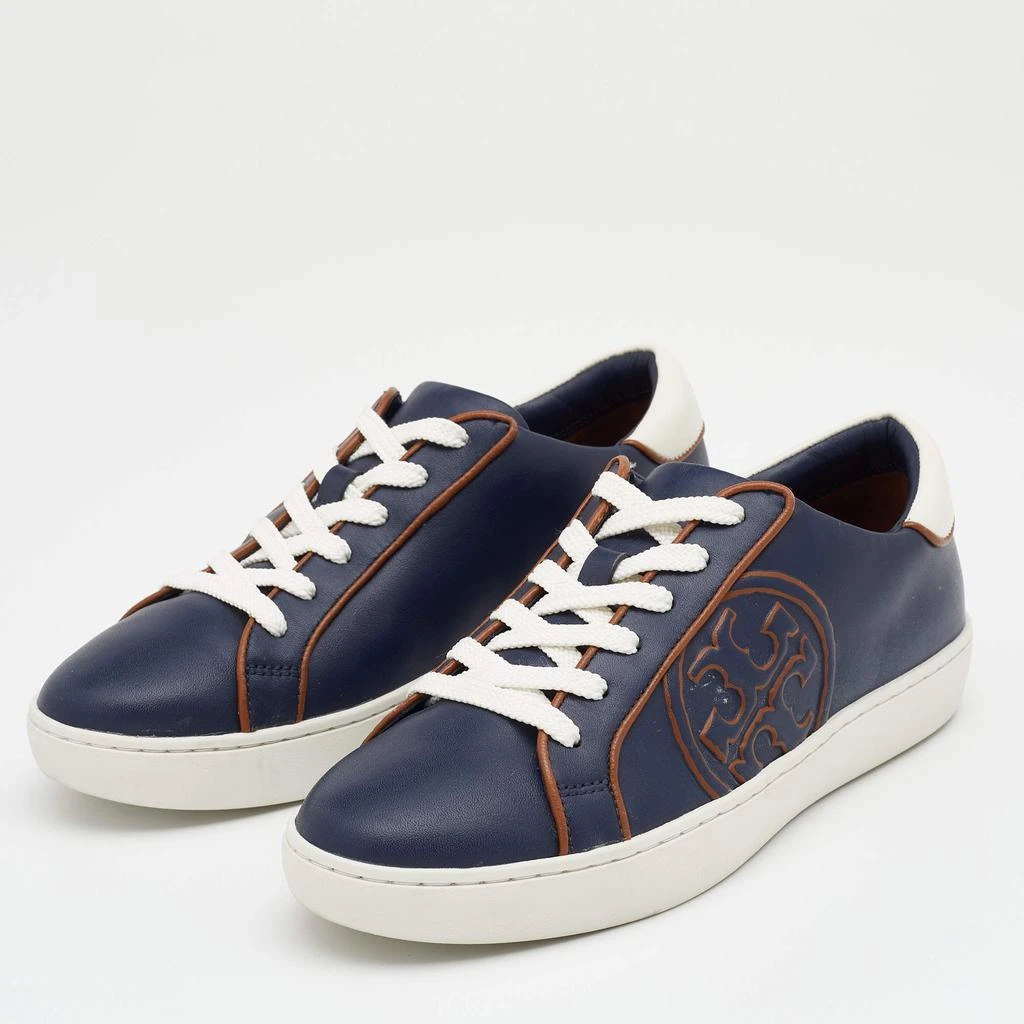 商品[二手商品] Tory Burch|Tory Burch Navy Blue Leather Chance Low Top Sneakers Size 37.5,价格¥899,第2张图片详细描述