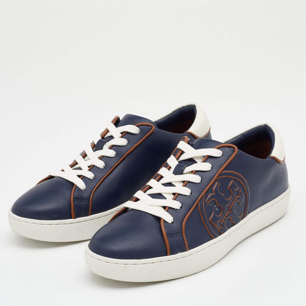 商品[二手商品] Tory Burch|Tory Burch Navy Blue Leather Chance Low Top Sneakers Size 37.5,价格¥1636,第4张图片详细描述