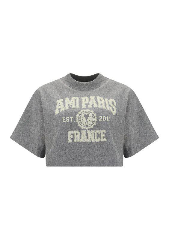 AMI Logo Printed Cropped T-Shirt商品第1张图片规格展示