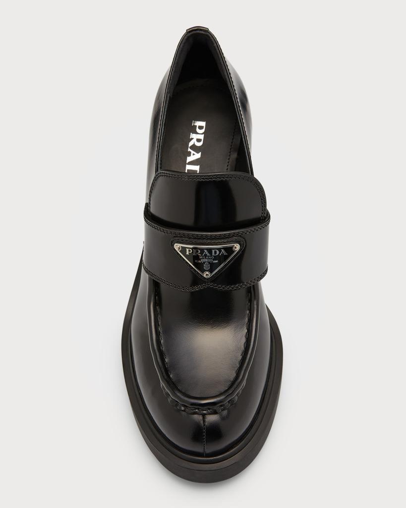 商品Prada|Chocolate Flow Heeled Loafers,价格¥9144,第7张图片详细描述