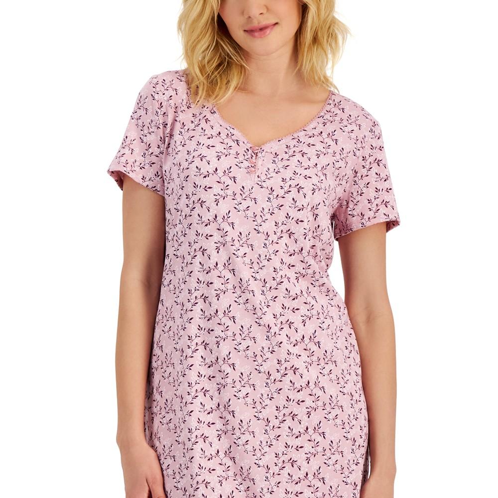Women's Short Sleeve Cotton Essentials Chemise Nightgown, Created for Macy's商品第3张图片规格展示