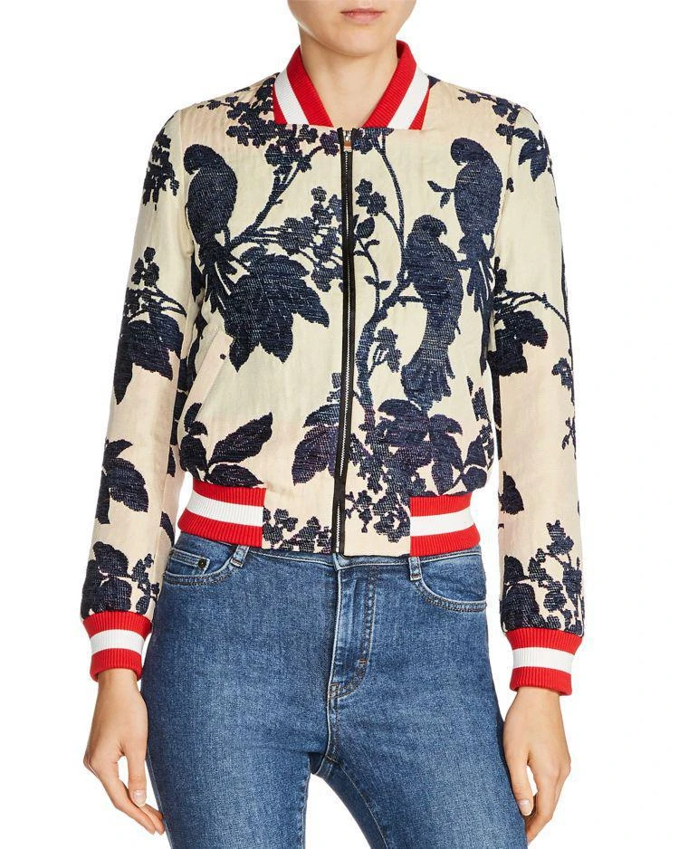 商品Maje|Barty Bird & Floral Jacquard Pattern Bomber Jacket,价格¥1777,第1张图片