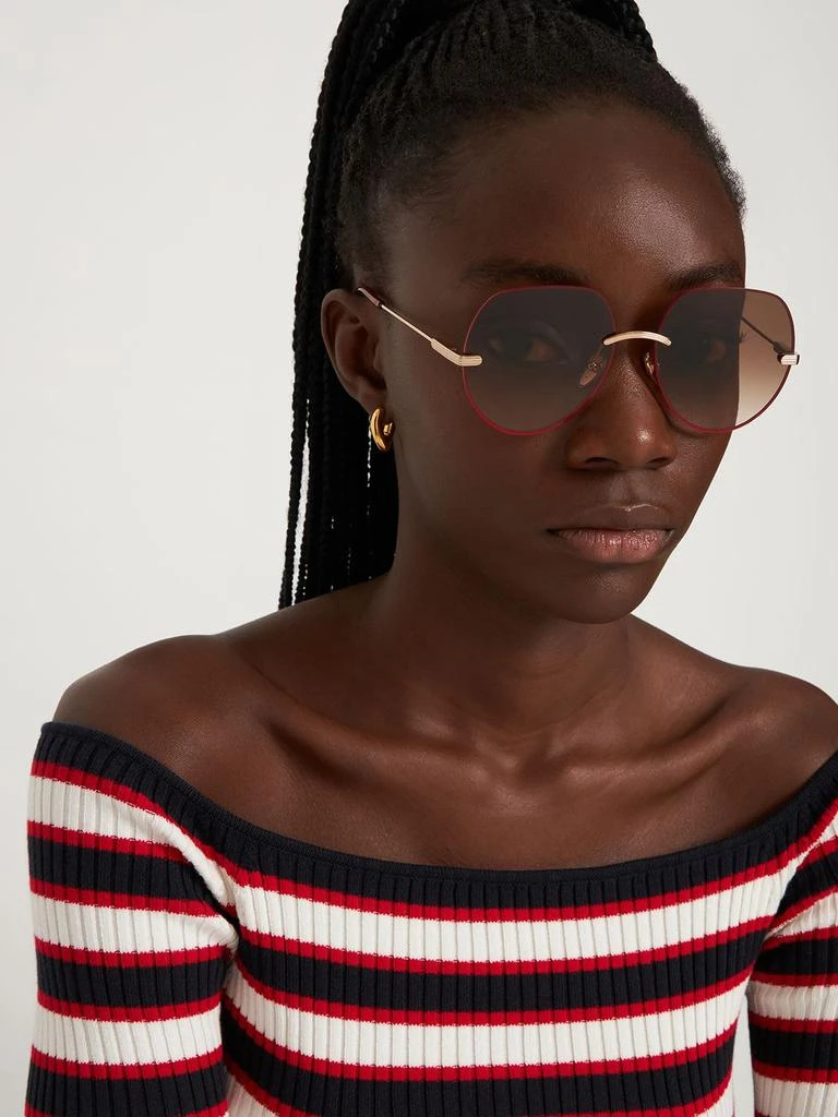 商品Chloé|Benjamine Squared Metal Sunglasses,价格¥1905,第1张图片详细描述