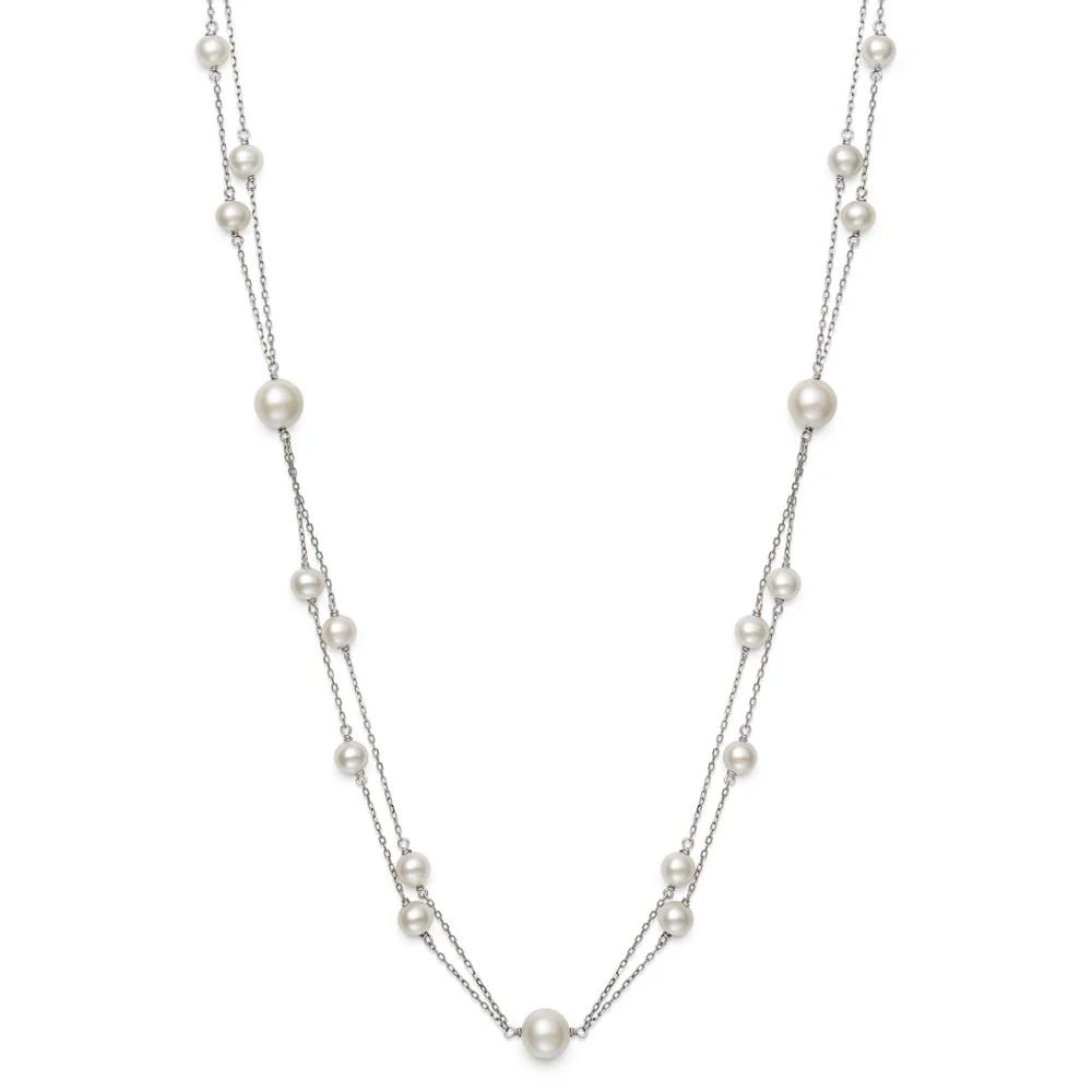 商品Belle de Mer|Cultured Freshwater Pearl (5 - 8-1/2mm) 18" Layered Necklace in Sterling Silver (Also Available in Pink Cultured Freshwater Pearl),价格¥983,第1张图片