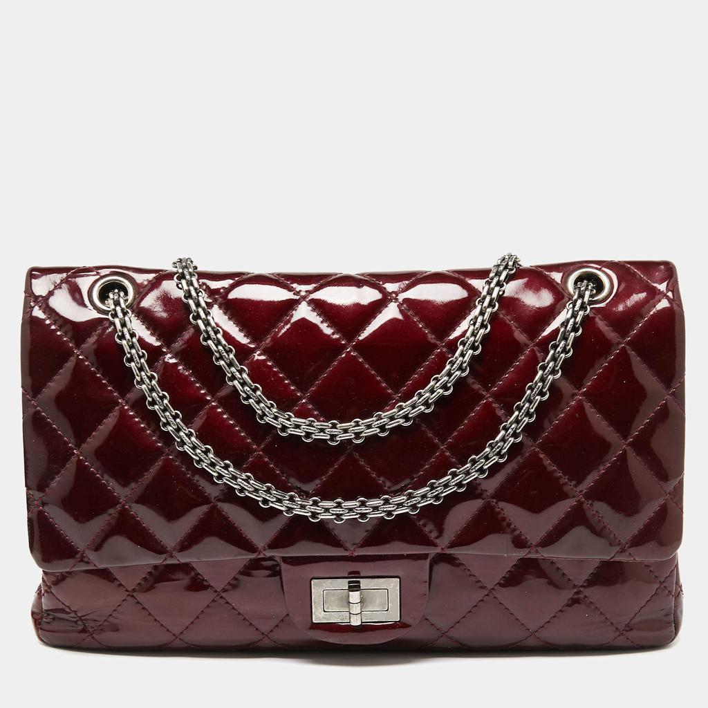 商品[二手商品] Chanel|Chanel Burgundy Quilted Patent Leather Reissue 2.55 Classic 227 Flap Bag,价格¥27762,第1张图片