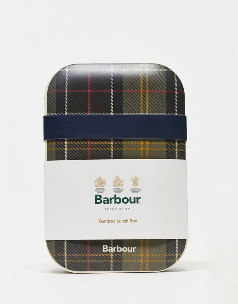 商品Barbour|Barbour bamboo check print lunch box and cutley set in multi,价格¥193,第1张图片
