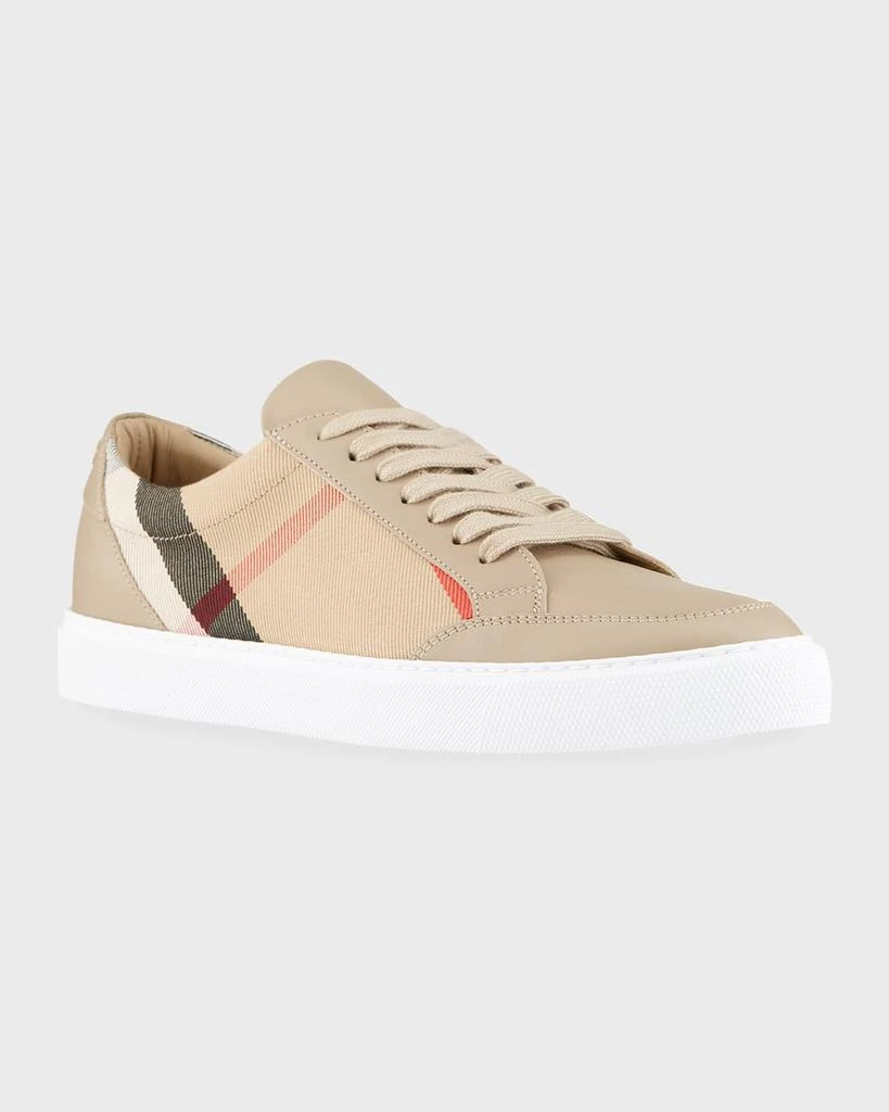 商品Burberry|New Salmond Check Leather Sneakers,价格¥4399,第2张图片详细描述