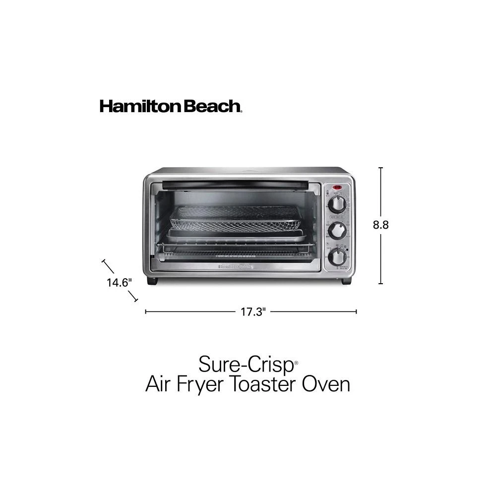 商品Hamilton Beach|Sure-Crisp™ Air Fryer Toaster Oven, 6 Slice Capacity, Stainless Steel Exterior,价格¥722,第2张图片详细描述